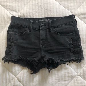 Express denim high waisted shorts